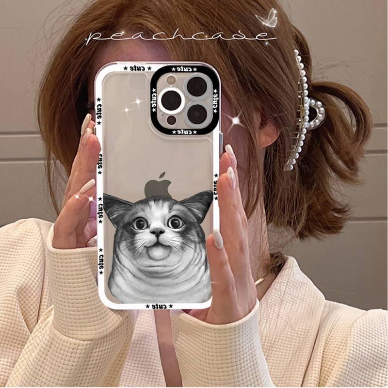 Cute Cat Phone Case for iPhone 11 12 13 Mini Pro Max 14 Pro Max Case shell  Blank Printable Phone Case for Soft Rubber Cool Polish  Phone Case