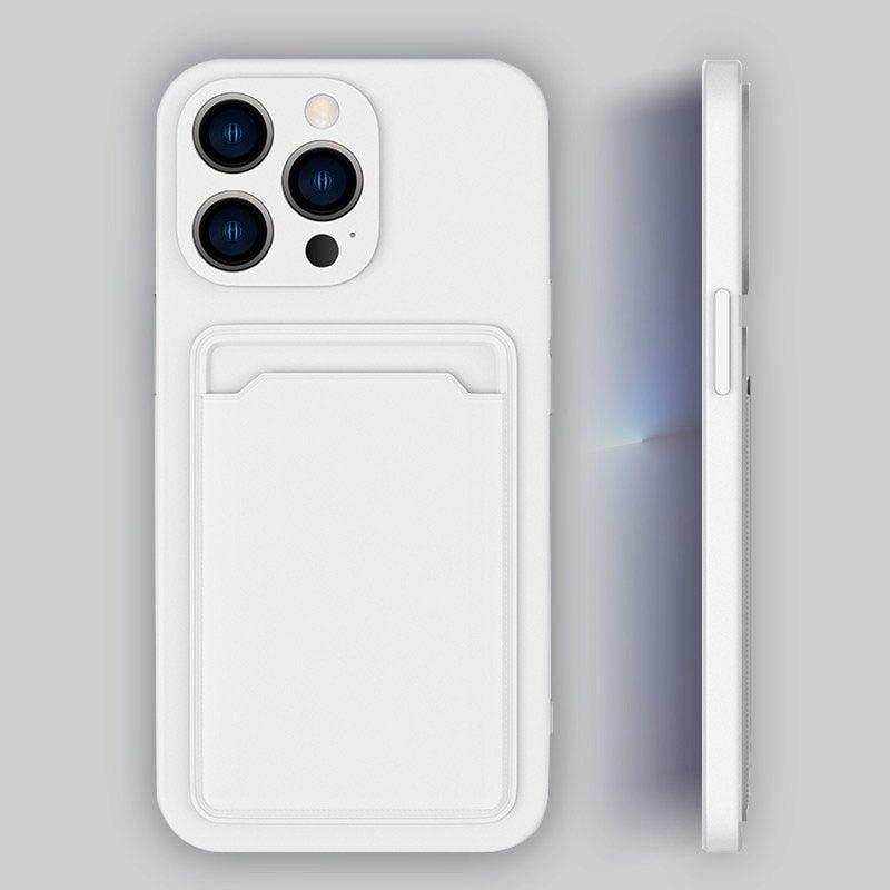 White Soft Wallet Card Holder Phone Case For iPhone 11 12 13 Pro Max Camera Protective Case Wallet Holder Cover Soft Portable Silicone Back Cover Durable Phone Case