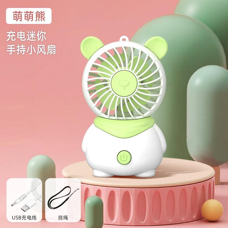 Creative Cartoon Bear Desktop Mini Fans Big Wind Desktop Portable USB Charging Handheld Fan Portable Air Conditioning Handheld Cooling Fan Charging Usb Fan Portable Handheld Fan