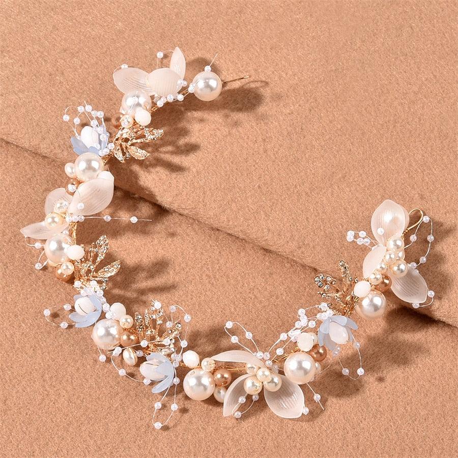 New High Quality Spring Pearl Crowns Beach Hawaii Floral Garland Romantic Faux Rose Wedding Wreaths Flower Headband Girl Bride Rose Flower Crown Wedding Festival Headband