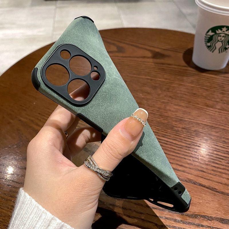 Vintage Green PU Leather Case For iPhone 13 12 11 Pro Max Mini XR XS X 7 8 Plus  Luxury Silicon Bumper Shockproof Soft Cover  Ultra Thin Slim Leather Case Anti-Scratch Hard Back Cover for iPhone