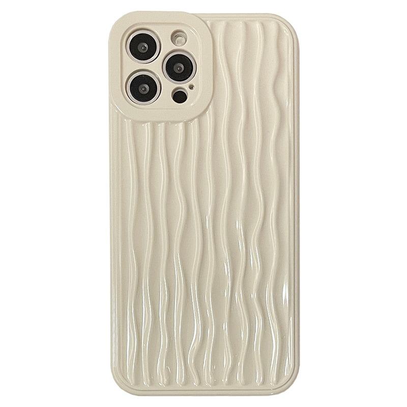 Fashion Simple Water Wave Pattern Design Phone Cover For iPhone 11 12 13 14 Pro Max XS XR X Case Clear Soft Silicone Bumper Protective Retro Color White Shockproof Phone Case For Womens