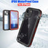 Waterproof For iPhone 14 13 12 11 Pro Max Case Red Clear Cover Diving Underwater Swim Outdoor Sports Built-in Screen Protector Full Body Heavy Duty Protective Cover for iPhone