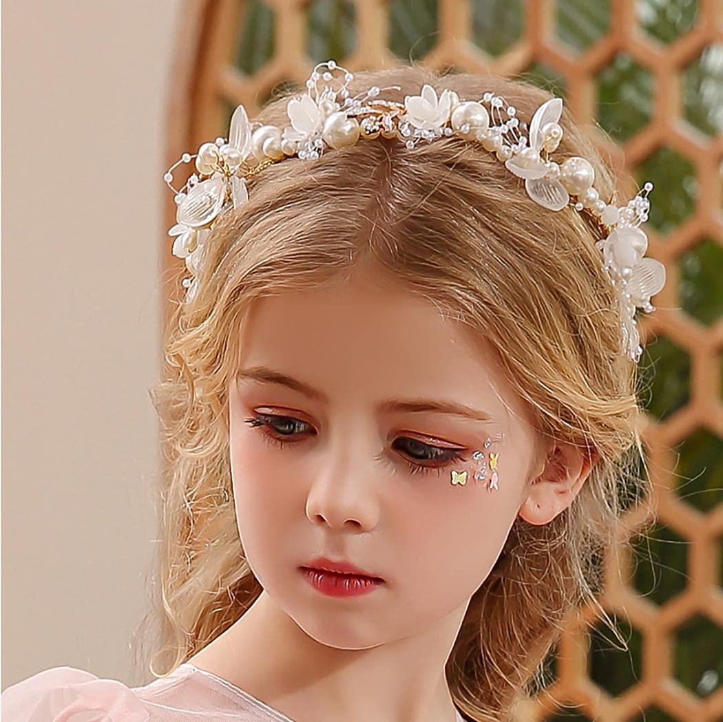 Elegant Pearl Crowns Flower Wreath Headband Girls Bridal Hair Headdress Bride Head Hoop Wedding Headbands Hair Jewelry  White Pearl Cute Headband Alloy Bridal Bridesmaid Hair Accessories