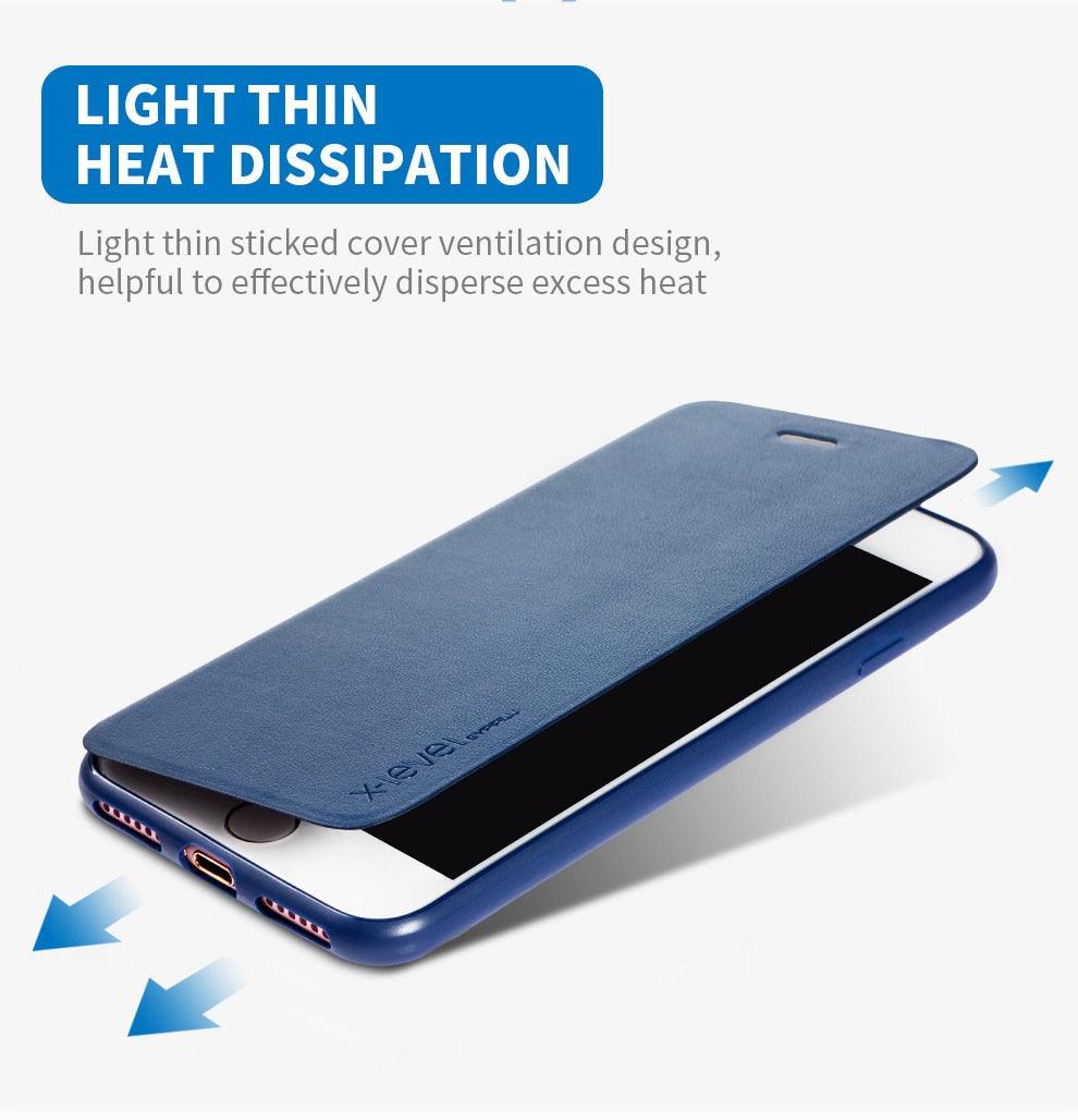 Ultra Thin Slim Case For iPhone 13 12 Case 6S 7 8 Plus X XR XS Max Flip Leather Cover For iPhone 12 11 Pro Max Case  Leather Extra Slim Phone Case With Stand Function