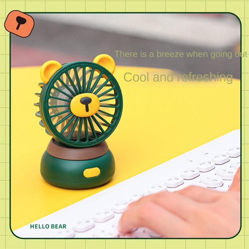 Creative Cartoon Bear Desktop Mini Fans Big Wind Desktop Portable USB Charging Handheld Fan Portable Air Conditioning Handheld Cooling Fan Charging Usb Fan Portable Handheld Fan