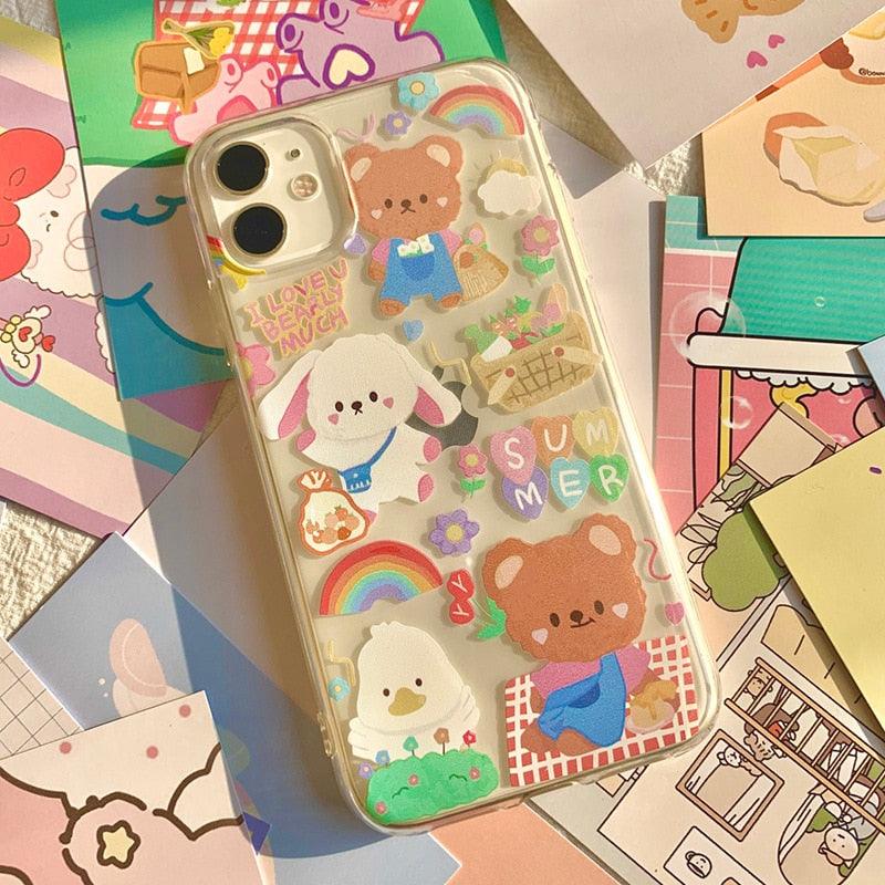 Cute Cat Transparent Phone Case For Iphone 11 12 13 Pro Max Case X Xs Max Xr Phone Case 7plus 8plus Case Cute Clear Protective Phone Cases