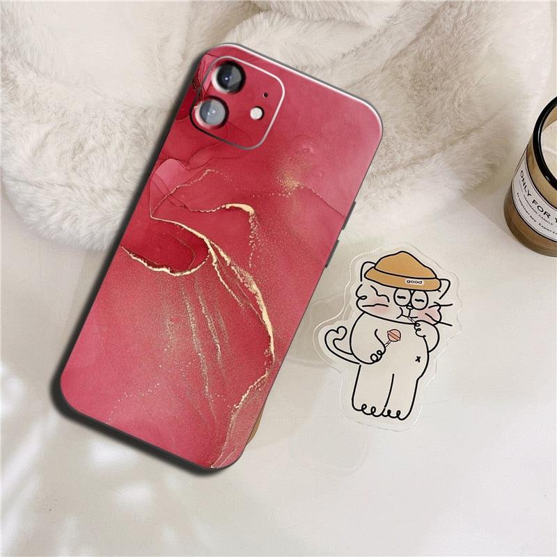 Luxury Marble Texture Phone Case For iPhone X XR XS 7 8 6S 6 5 Plus Silicone Anti Fall Back Cover Ultra Thin Soft Silicone Protective Shockproof and Scratch Resistant with Cute Design Pattern Case