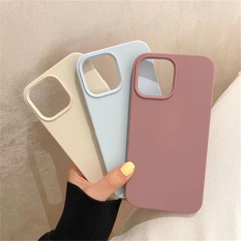 Unique Solid Color Soft Silicone Phone Cases For iPhone 13 12 11 14 Pro Max X XR XS Case For iPhone 12 13 Pro 7 8 SE Cover Silicone Phone Cover Ultra Slim Shockproof Protective Case for iPhone 14