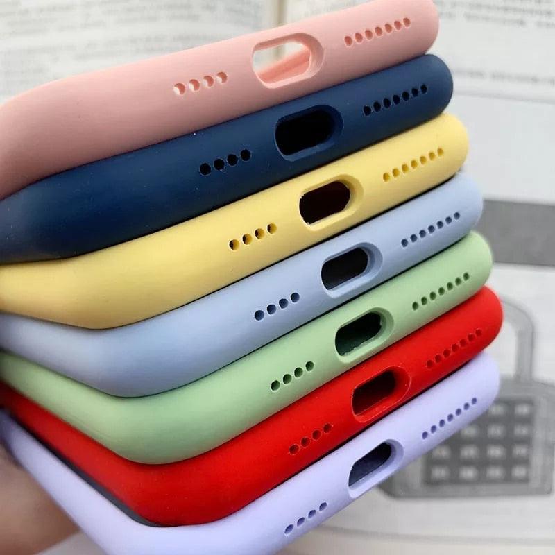 Unique Solid Color Soft Silicone Phone Cases For iPhone 13 12 11 14 Pro Max X XR XS Case For iPhone 12 13 Pro 7 8 SE Cover Silicone Phone Cover Ultra Slim Shockproof Protective Case for iPhone 14