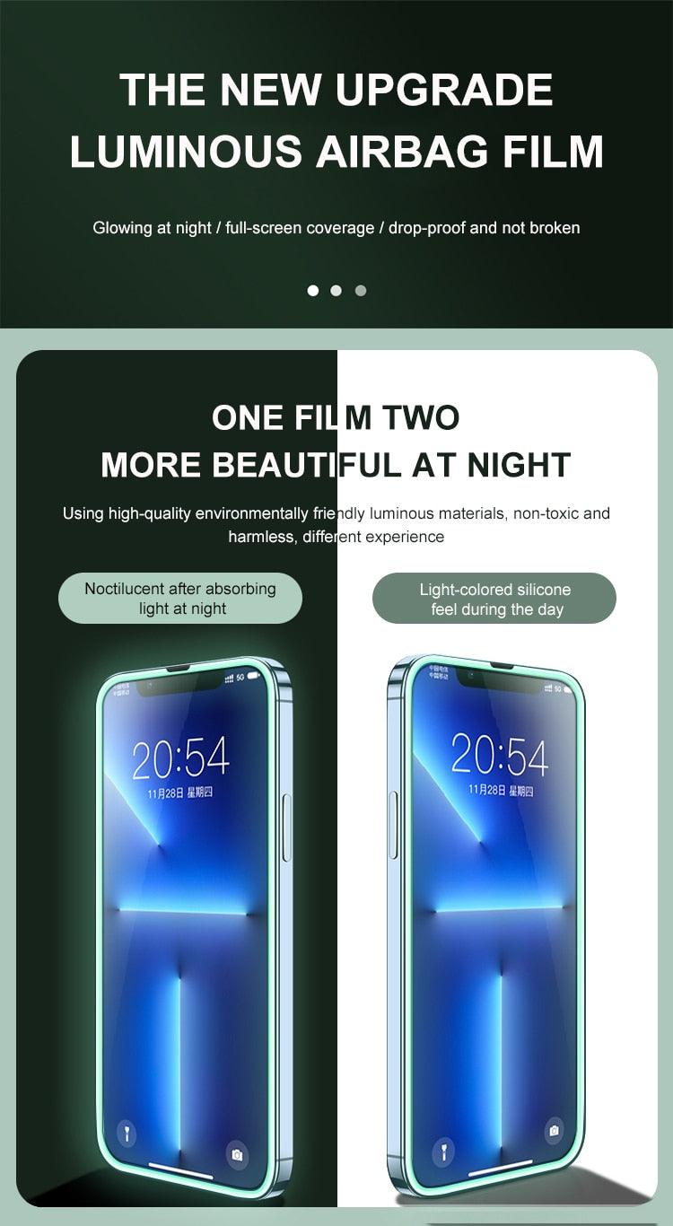 2Pcs Luminous Protective Glass For iPhone 14 13 12 11 Pro Max X XR XS Screen Protector For 7 8 6 Plus SE3 Glowing Tempered Glass  Luminous Glowing Tempered Glass Screen Protector for iPhone