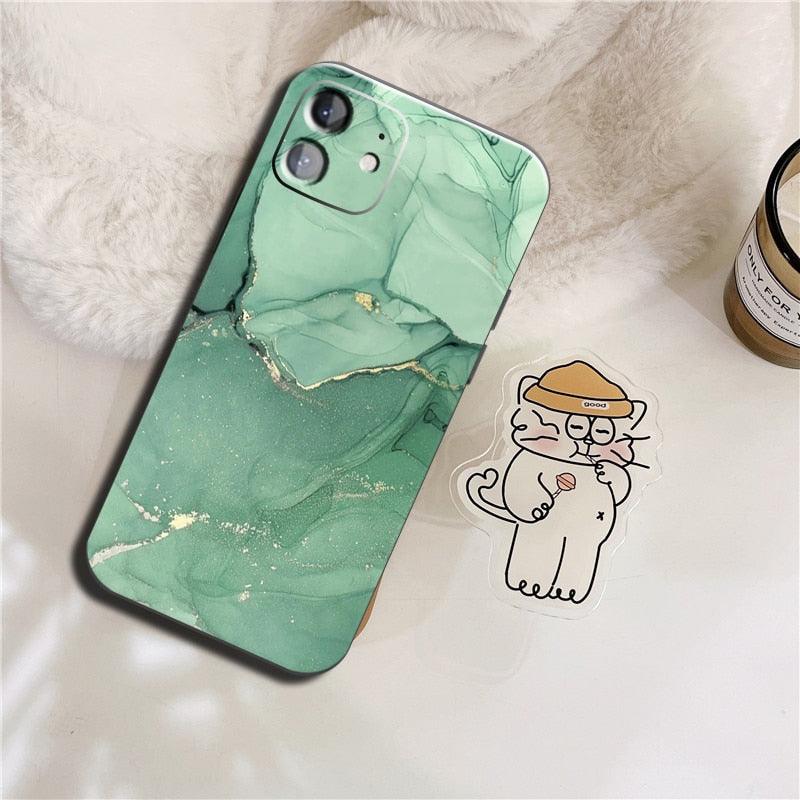 Luxury Marble Texture Phone Case For iPhone X XR XS 7 8 6S 6 5 Plus Silicone Anti Fall Back Cover Ultra Thin Soft Silicone Protective Shockproof and Scratch Resistant with Cute Design Pattern Case