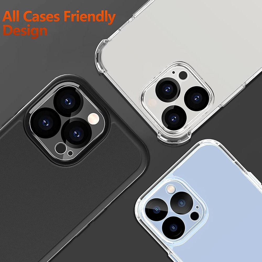 3PCS Pack Tempered Glass Camera Lens Protector for iPhone 14 Pro max 9H Hardness Scratch Resistant for iPhone 14 Plus 13 12 11 Screen Protector with Camera Lens Case