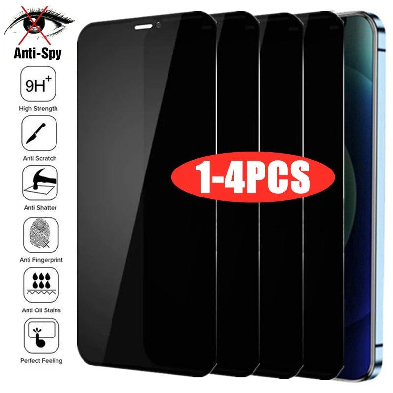 4PCS Full Cover Privacy Tempered Glass For iPhone 11 12 13 PRO MAX Anti-Spy Screen Protectors For iPhone 14 XS Max XR 7 8 Plus Anti Spy Privacy Screen Protector For iPhone