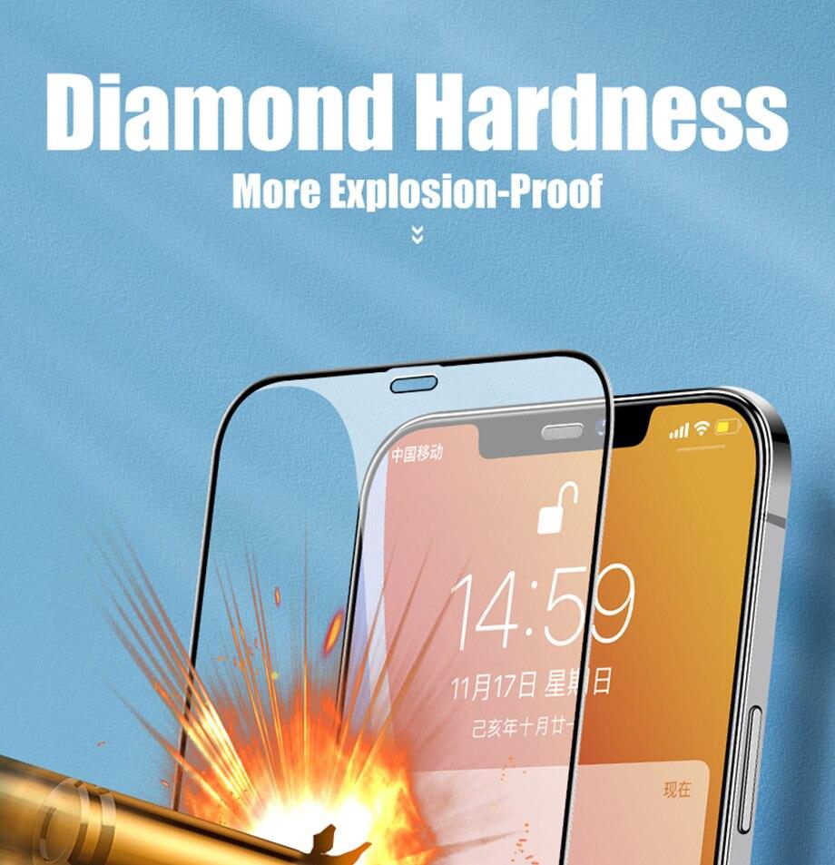 9D Full Cover Glass Screen Protector for IPhone 11 Pro Max 14 12 X s XS XR Tempered Glass on IPhone 13 Mini 7 8 6S Plus SE Film  Tempered Glass Screen Protector Compatible for iPhone