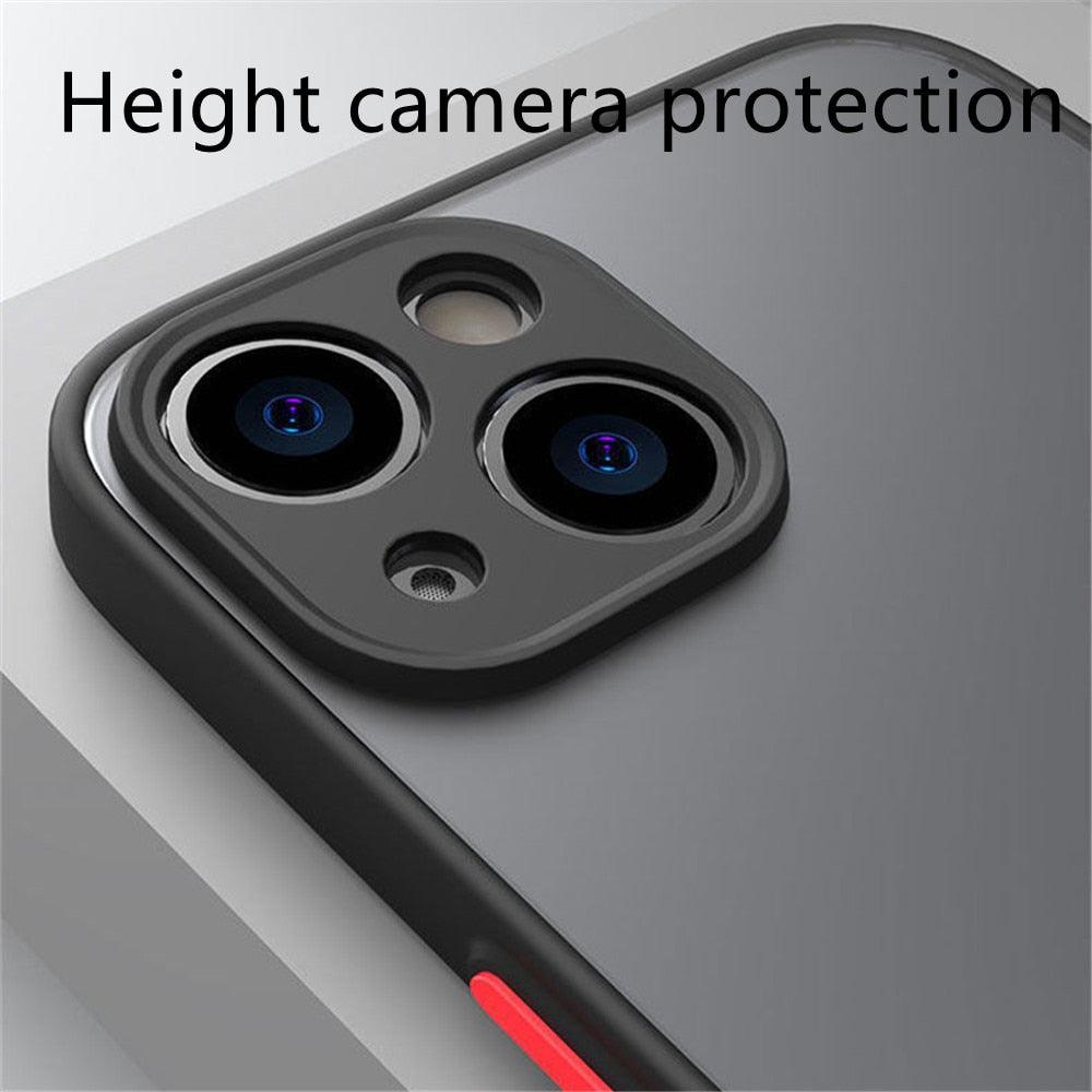 Shockproof Armor Case For iPhone 14 13 12 11Pro Max XR XS X Black Men Luxury Silicone Bumper Clear Hard Cover Silicone Armor Bumper Clear Hard Cover