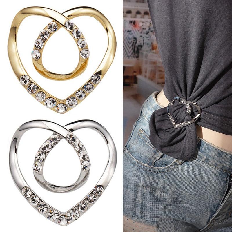 Luxury T-shirt Heart Scarf Brooches Wedding Holiday Beautiful Bridal Fashion Large Elegant Brooch Pin For Women Crystal Cute Scarf Buckle Brooch Shawl Ring Clip Scarves Fastener Knotted Button Pin Accessories