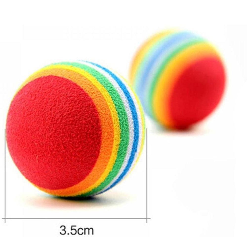 Cat Toy Interactive Ball Toys For Cats Funny Cat Rainbow Balls Kittens Pet Funny Toys Safety Material Pet Toys Creative Cat Teaser Ball Cat Plaything Cat Elastic Ball for Pet