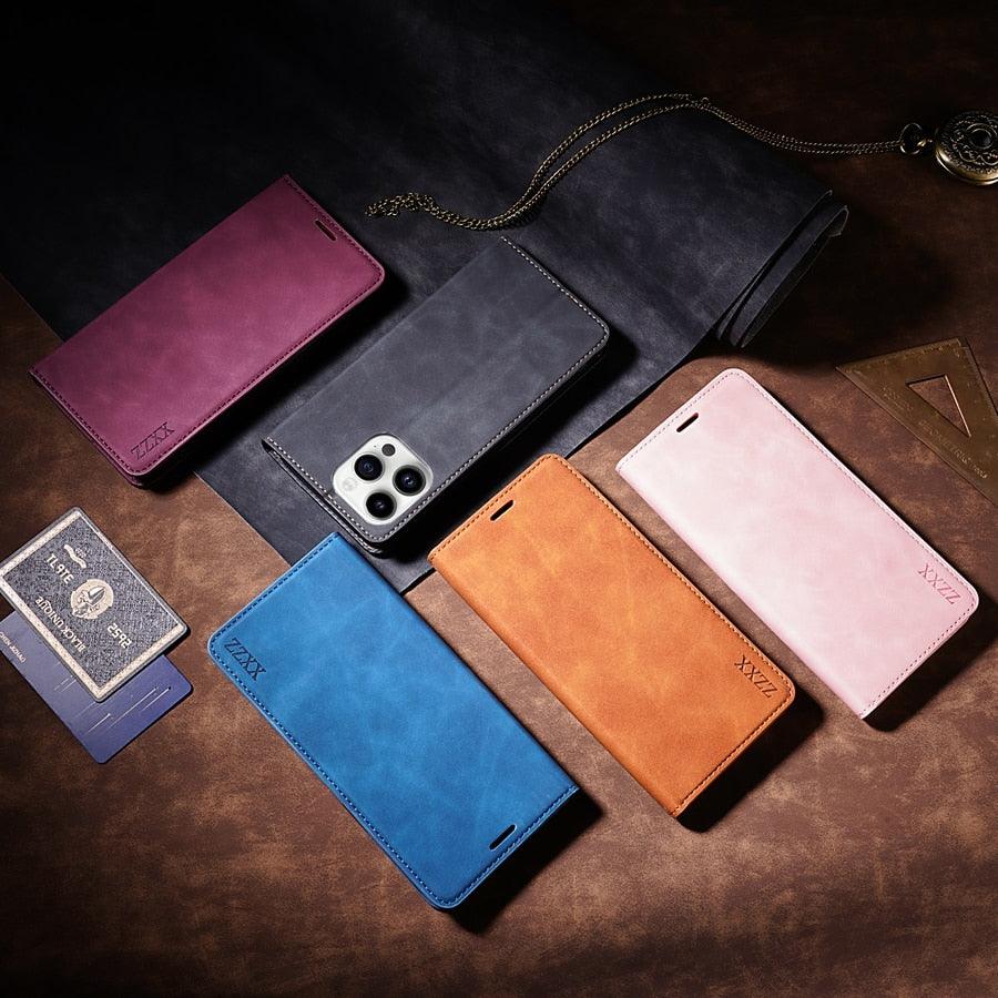 Wallet Skin Friendly Magnetic Flip With Card Slot Leather Case For iPhone 14 Pro Max 13 12 11 SE X XR XS Max Popular PU Leather Impact Resistant Built-In Magnet Card Holder Pockets Stand Function