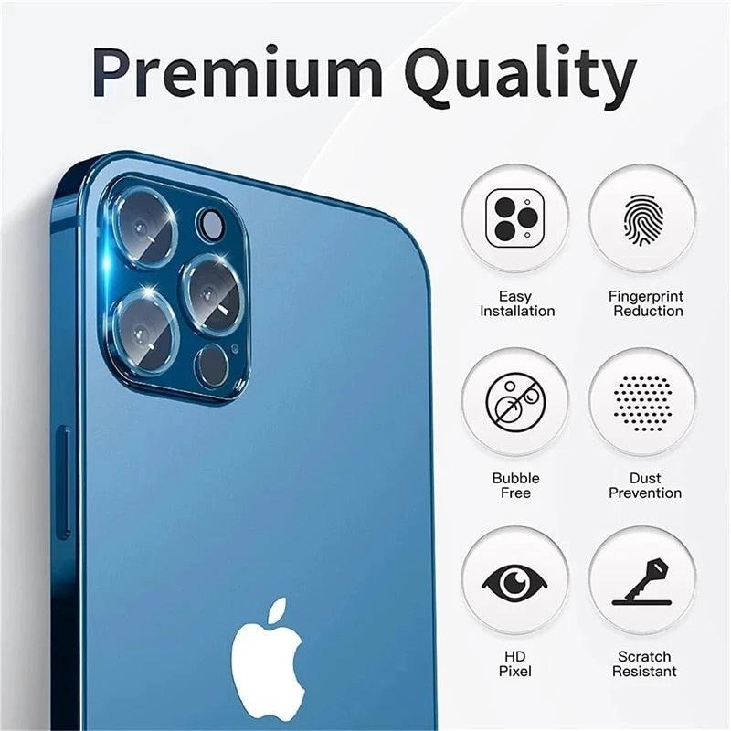 3D HD Back Camera Glass Protectors for iPhone 13 11 12 Pro Max 13Mini Lens Protective Glass Film on IPhone 14 13 PRO MAX XS XR Tempered Glass Lens Protector Anti-Bubble Anti-Scratch Camera Lens Protector