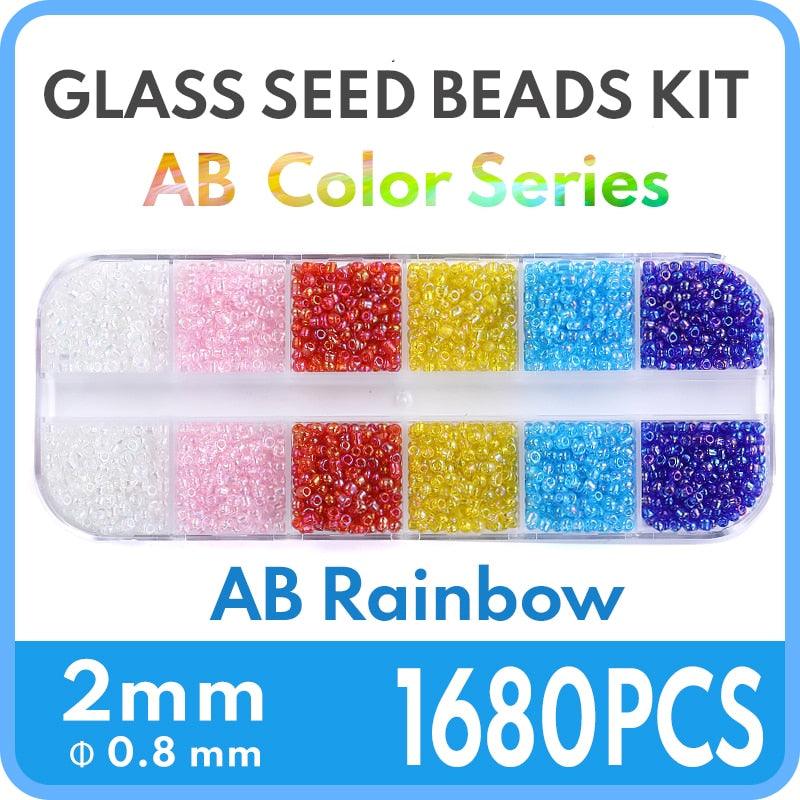 2mm /3mm Small Glass Seed Beads kit Colorful Mix Beads for Bracelets Jewelry Making Crafts Tiny Round Glass Beads Jewelry Kit