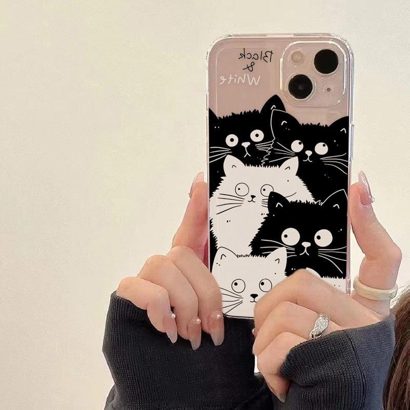 Cute Cat Transparent Phone Case For Iphone 11 12 13 Pro Max Case X Xs Max Xr Phone Case 7plus 8plus Case Cute Clear Protective Phone Cases