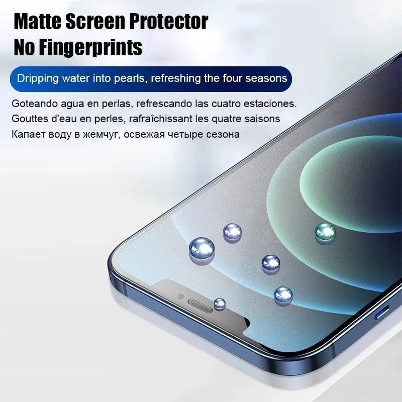 3PCS Matte Film For iPhone 14 13 12 11 Pro Max Mini Frosted Screen Protectors For iPhone X XR XS Max 6S 7 8 Plus SE3/2 Full HD Curved Edge Liquid UV Tempered Glass Exclusive Solution for Ultrasonic Fingerprint