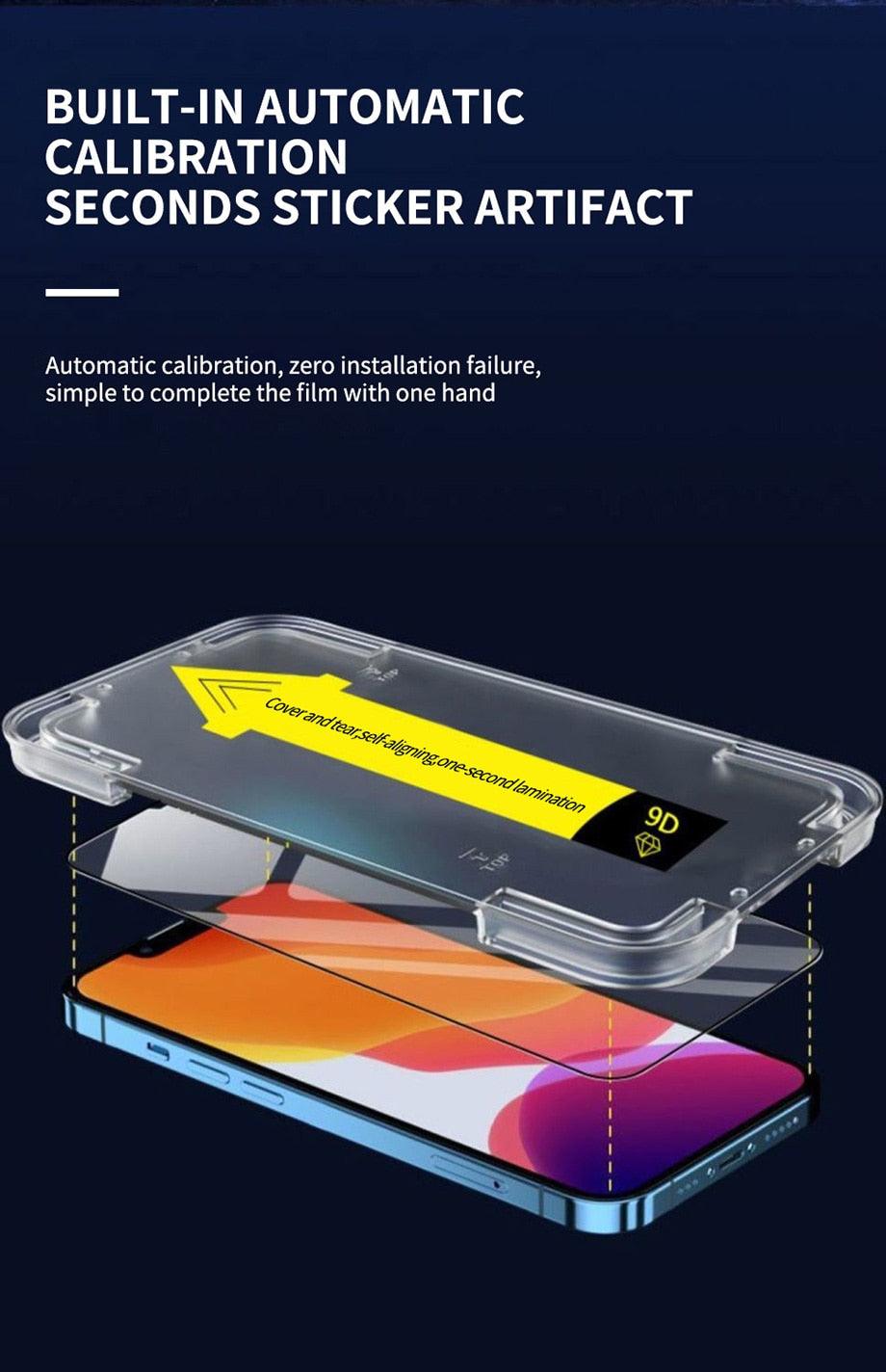 9D Tempered Glass On The For iphone 13 12 Mini 11 14 Pro Max Screen Protector Protective Glass For iphone X XR XS MAX Glass Film Tempered Glass Protective Film HD Clear 9H Hardness Screen Protector