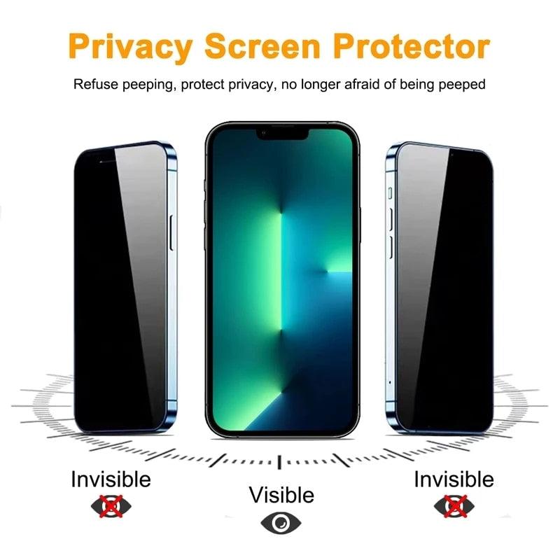 Anti-spy Glass for IPhone 13 12 Pro Max Mini XS MAX 8 7 Plus Full Cover Privacy Screen Protector for IPhone 11 PRO MAX X XR 14 Edge to Edge Full Coverage and 9H Hardness Anti-Scratch Shockproof Protection Screen Cover Shield