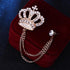 Luxury Rhinestone Crown Brooch Men Suit Luxury Rhinestone Crown Brooch Pin Crystal Tassel Badge For Suit Shirt Collar Corsage Shirt Badge Elegant Brooches For Men Jewelry Accessories Crown Hanging Chain Brooch