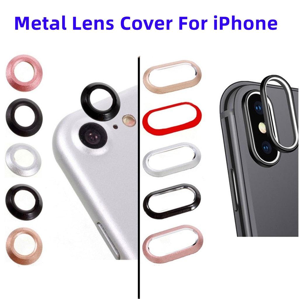 2 In 1 Metal Camera Lens Protector For Iphone 7 8 Plus X Lens Protective Circle Ring Cover With Tempered Glass For Iphone X Scratch Resistant Hd Tempered Glass Camera Screen Protector