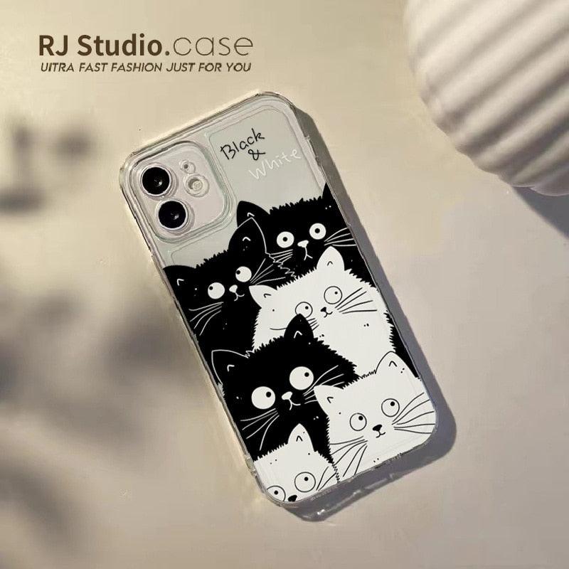 Cute Cat Transparent Phone Case For Iphone 11 12 13 Pro Max Case X Xs Max Xr Phone Case 7plus 8plus Case Cute Clear Protective Phone Cases