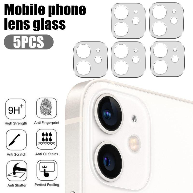 5Pcs Full Cover Protective Glass for Iphone 11 12 13 Pro XS Max Camera Protector for Iphone X 11pro Max 12 13 Mini 14 Pro Max Back Camera Protector Case Friendly Easy Installation Camera Lens Protector