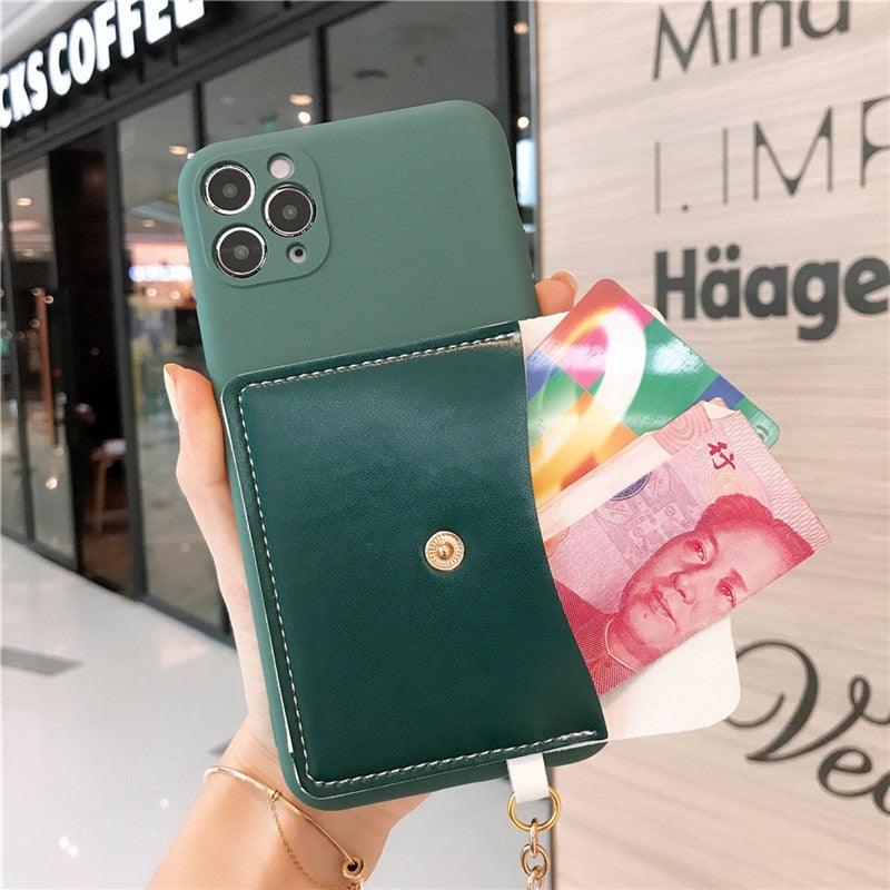 Luxury Wallet Phone Case For iPhone 13 Pro Max 11 12 Pro Max X XR XS 7 8 Plus 13 Mini Soft Silicone Handbag Card  Phone Case Wallet Compatible iPhone Bag Cover