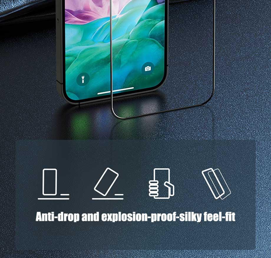 4Pcs Full Cover Protective Glass For iPhone 14 11 12 13 Pro Max Screen Protector For iPhone X XR Xs Max Tempered Glass Film 9H Tempered Glass Film Case-Friendly Screen Protector For iPhone