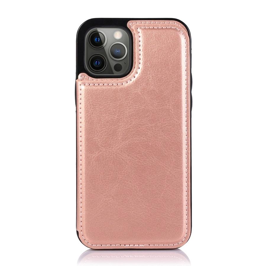 Wallet Stand Cover Flip Leather Case For iPhone 14 Pro Max 13 Pro Max 12 Pro Max 11 Pro Max Soft PU Leather Card Case With Kickstand Slim Double Magnetic Clasp Protective Cover