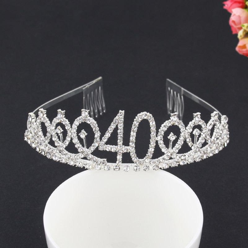 Ladies Alloy Rhinestone Crown 18 21 30 40 50 60 80 Years Digital Crown Birthday Headband Hairband Fashion Hair Accessories Gift Hair Comb Birthday Number Women Rhinestone Crowns Rhinestones Birthday Party