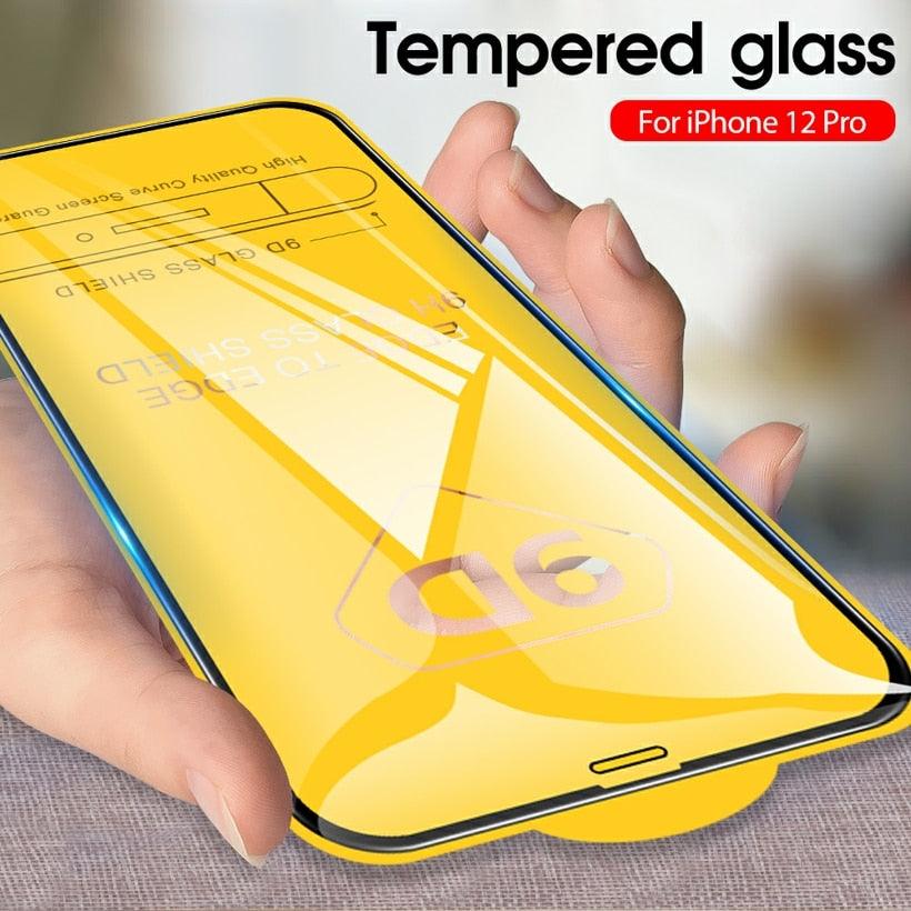 9D Full Cover Protective Glass For iphone 12 X XS XR 6 6S 7 8 Plus Tempered Film Iphone 14 11 13 Pro Max Screen Protector Glass Shatterproof Protection Easy Install Bubble Free Crystal Clear Protective Film