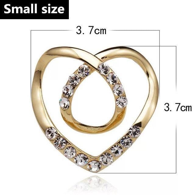 Luxury T-shirt Heart Scarf Brooches Wedding Holiday Beautiful Bridal Fashion Large Elegant Brooch Pin For Women Crystal Cute Scarf Buckle Brooch Shawl Ring Clip Scarves Fastener Knotted Button Pin Accessories