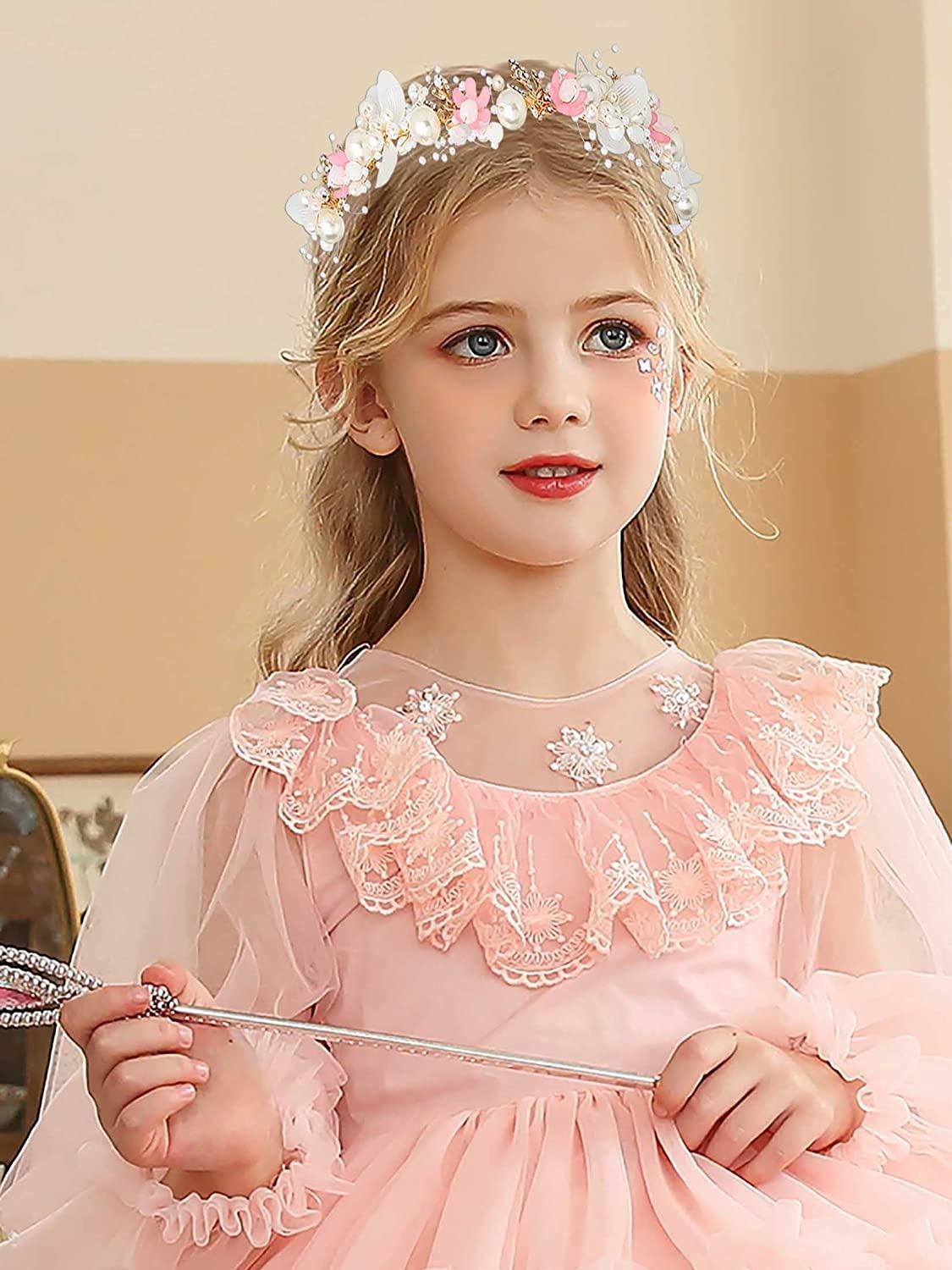 Pearl Flower Wreath Headband Girls Bridal Elegant Crowns Hair Headdress Bride Head Hoop Wedding Headbands Hair Jewelry Handmade Tiara Bridal Hair Bands Wedding Hair Accessories Gift Headpieces Hair Styling Accessories