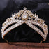 New Gold Color Crown Hair Accessories Luxury Crystal Tiara For Women Wedding Headdress Bridal Hair Jewelry Crystal Crown Pageant Bridal Wedding Hair Jewelry Accessories