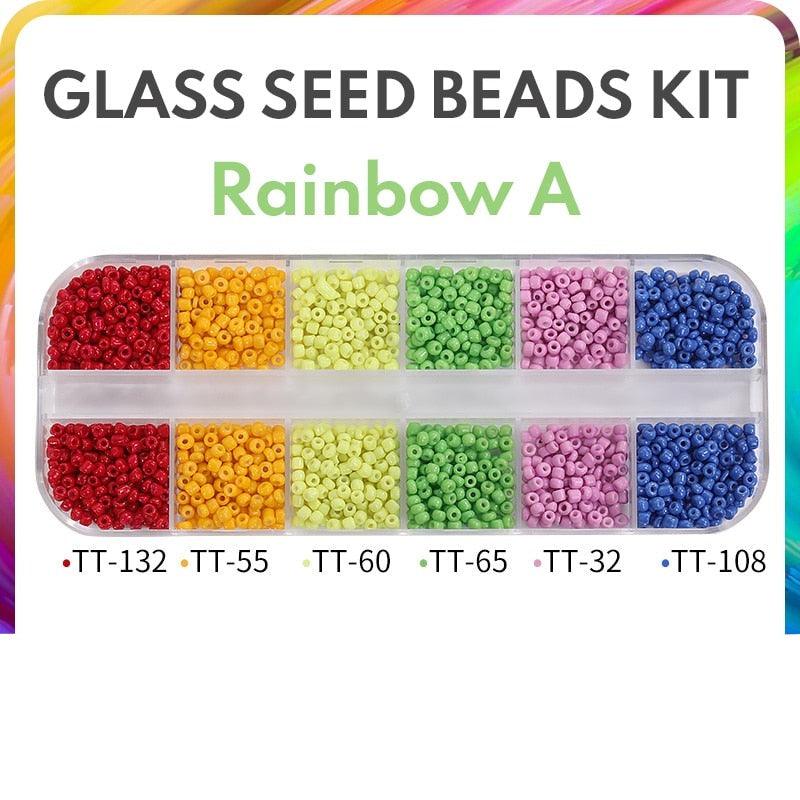 2mm /3mm Small Glass Seed Beads kit Colorful Mix Beads for Bracelets Jewelry Making Crafts Tiny Round Glass Beads Jewelry Kit