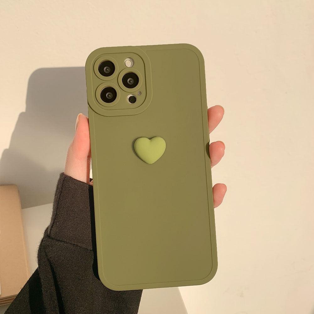 3D Love Heart Phone Case For iPhone 11 12 13 14 Pro Max X XR XS Max 7 8 Plus Soft Silicone Camera Protector Cover Case for Girl Fashion Cute Love-Heart Shape Silicone Case Shockproof Soft Back Cover Protective Case