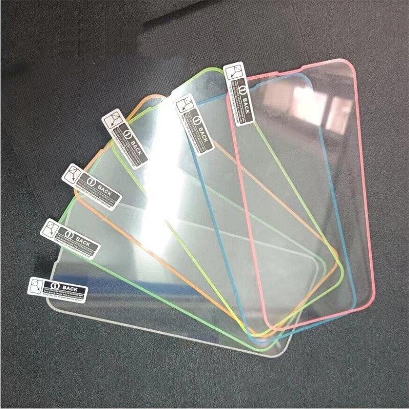 2Pcs Luminous Protective Glass For iPhone 14 13 12 11 Pro Max X XR XS Screen Protector For 7 8 6 Plus SE3 Glowing Tempered Glass  Luminous Glowing Tempered Glass Screen Protector for iPhone