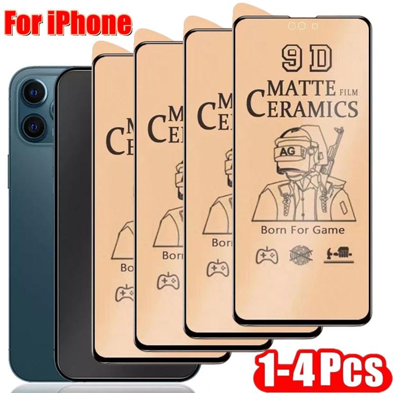 4pcs Soft Matte Ceramic Film Screen Protector for iPhone 14 13 12 Pro Max 11 XR XS X 8 7 plus SE20 Anti-broken Not Glass Film  Matte Finish Tempered Glass Screen Protector for iPhone