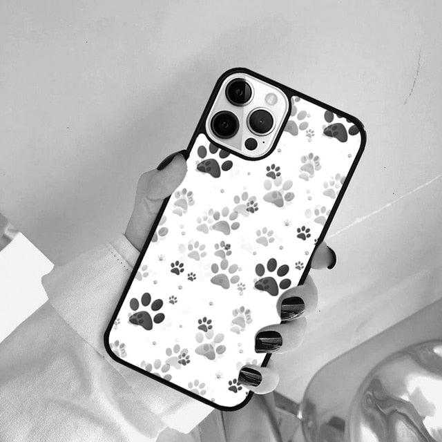 Dog Foot Print Colorful Pattern Phone Case For Iphone 14 Se 2020 Xr Xs 11 12 13 Mini Pro Max 6 7 8 Plus  Ultra Designer Printed Hard Back Case