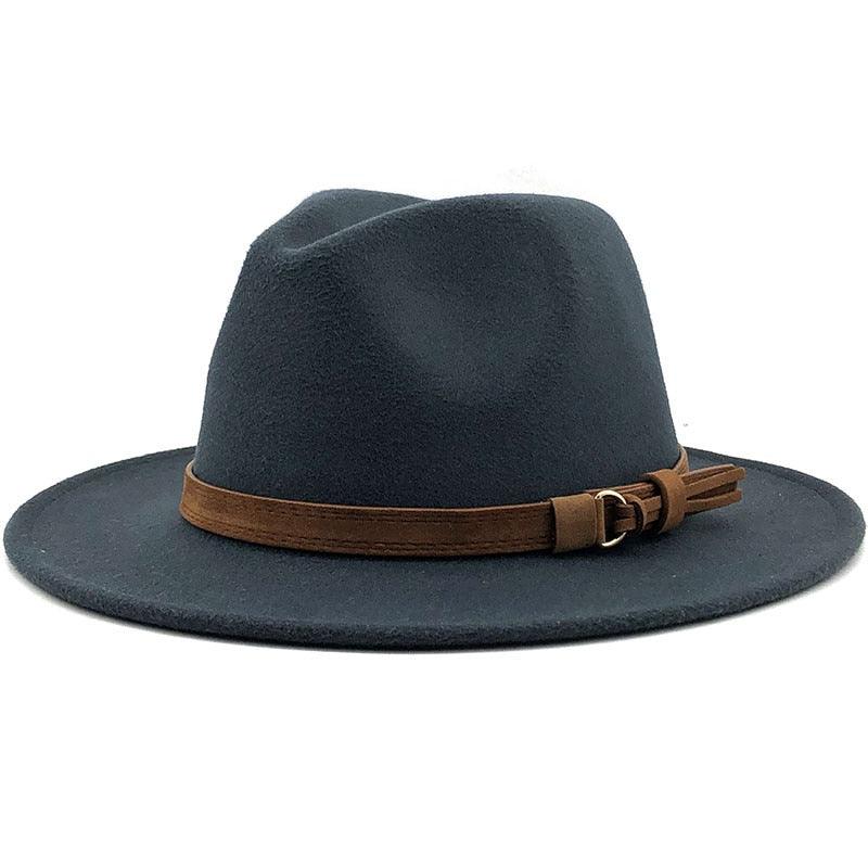 New Adjustable Unisex Wool Fedora Hat Luxury Wide Brim Fedora Floppy Hat Gentleman Elegant Winter Autumn Wide Comfortable Soft Hat Outdoor Wide Brim Hat With Strap