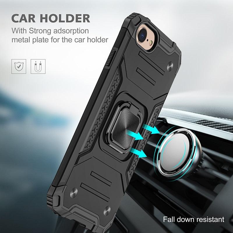 Magnetic Metal Ring Stand Holder Phone Case Cover For iPhone 11 12 13 14 Pro Max Xs XR X 8 7 6 6s Plus Rotating Ring Kickstand Fit Magnetic Car Mount Heavy Duty Dual Layer Shockproof Phone Case