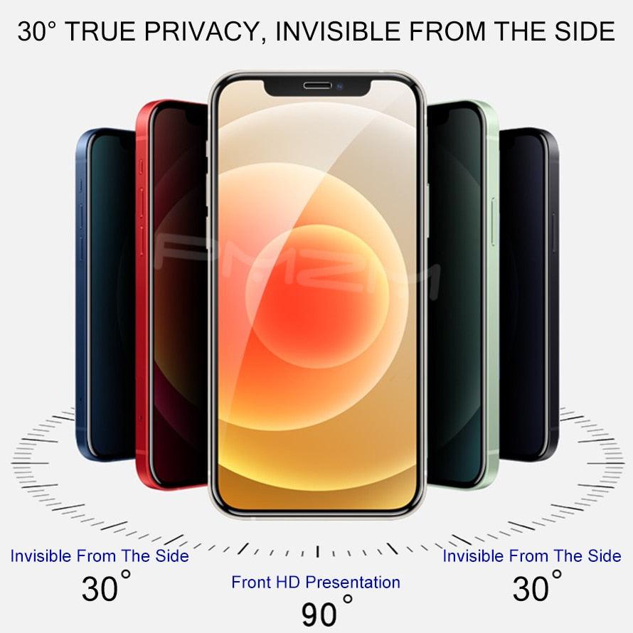 3Pcs Privacy Glass For iPhone 11 12 13 Pro Max Screen Protectors Anti-spy Tempered Glass For iPhone XR XS Max Se 6 7 8 Plus Tempered Glass Anti Spy Privacy Glass Screen Protector For iPhone