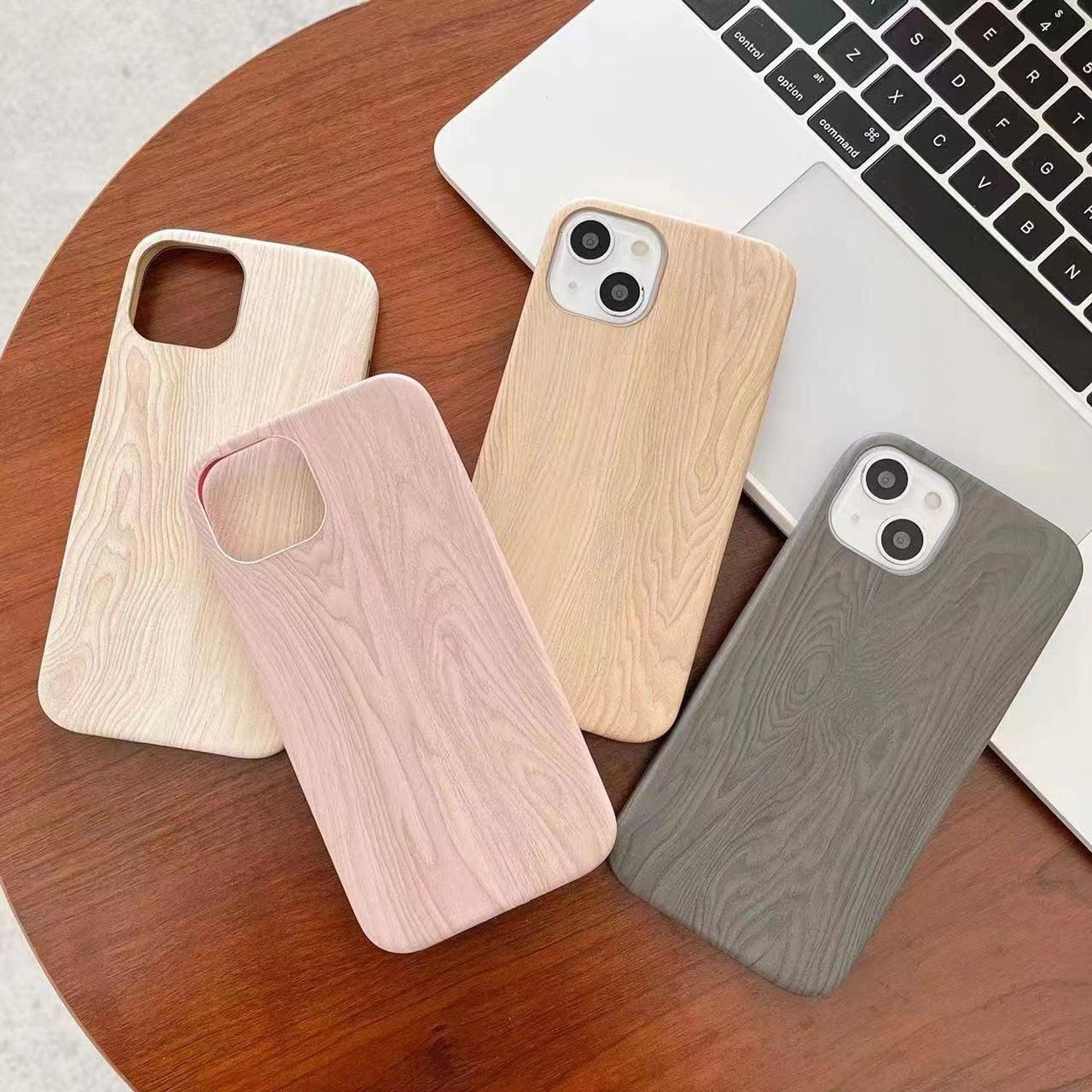 Luxury Wood Phone Case For iPhone 13 12 11 Pro X XS Max XR 8 7 Plus SE Retro Soft Wood Case Slim Hard Cover with Real Wooden Finish Protective Cover